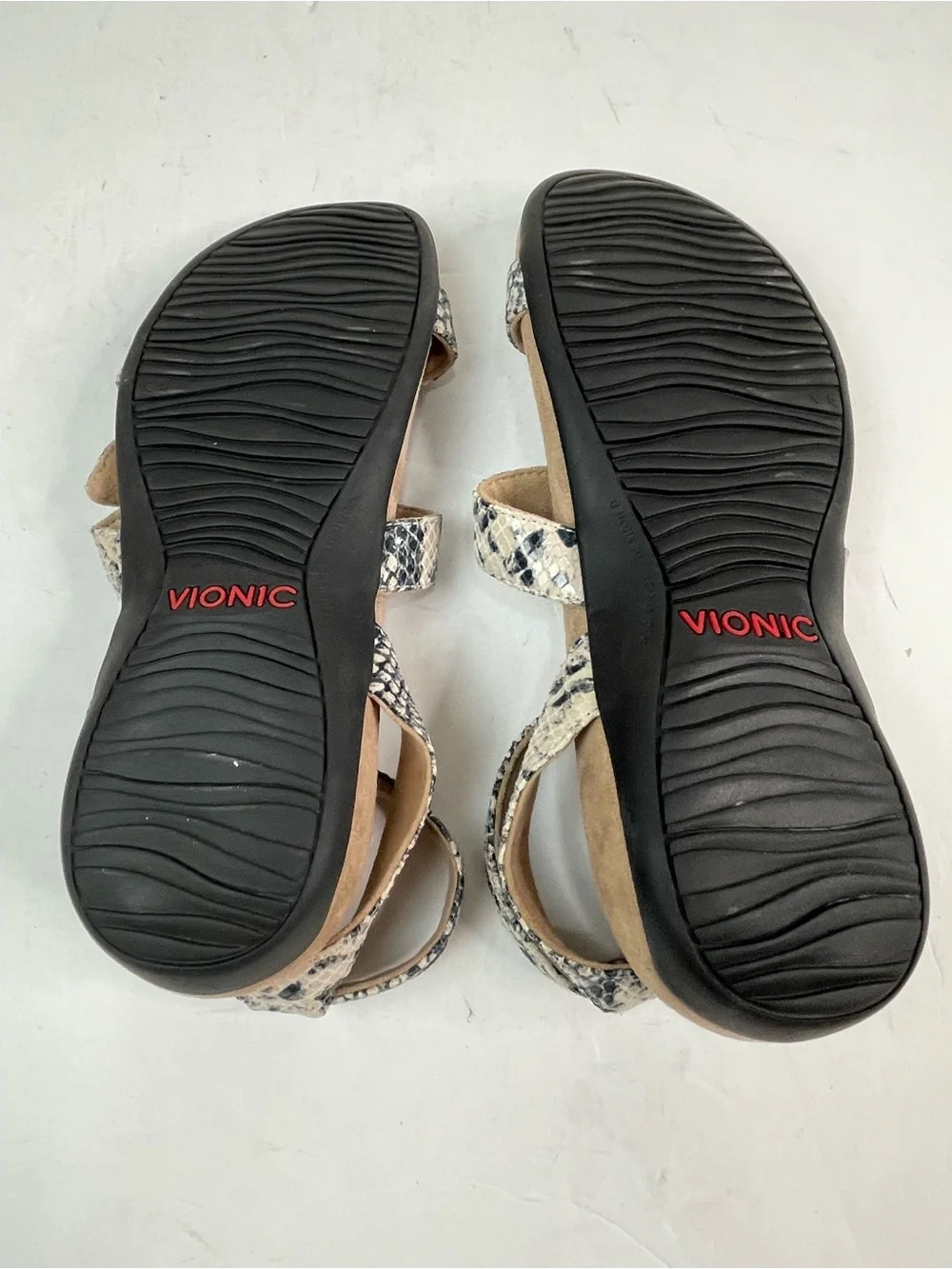 VIONIC Sahara Snake Skin Print Ankle‎ Strap Gladiator Sandals Size 8 EU 39